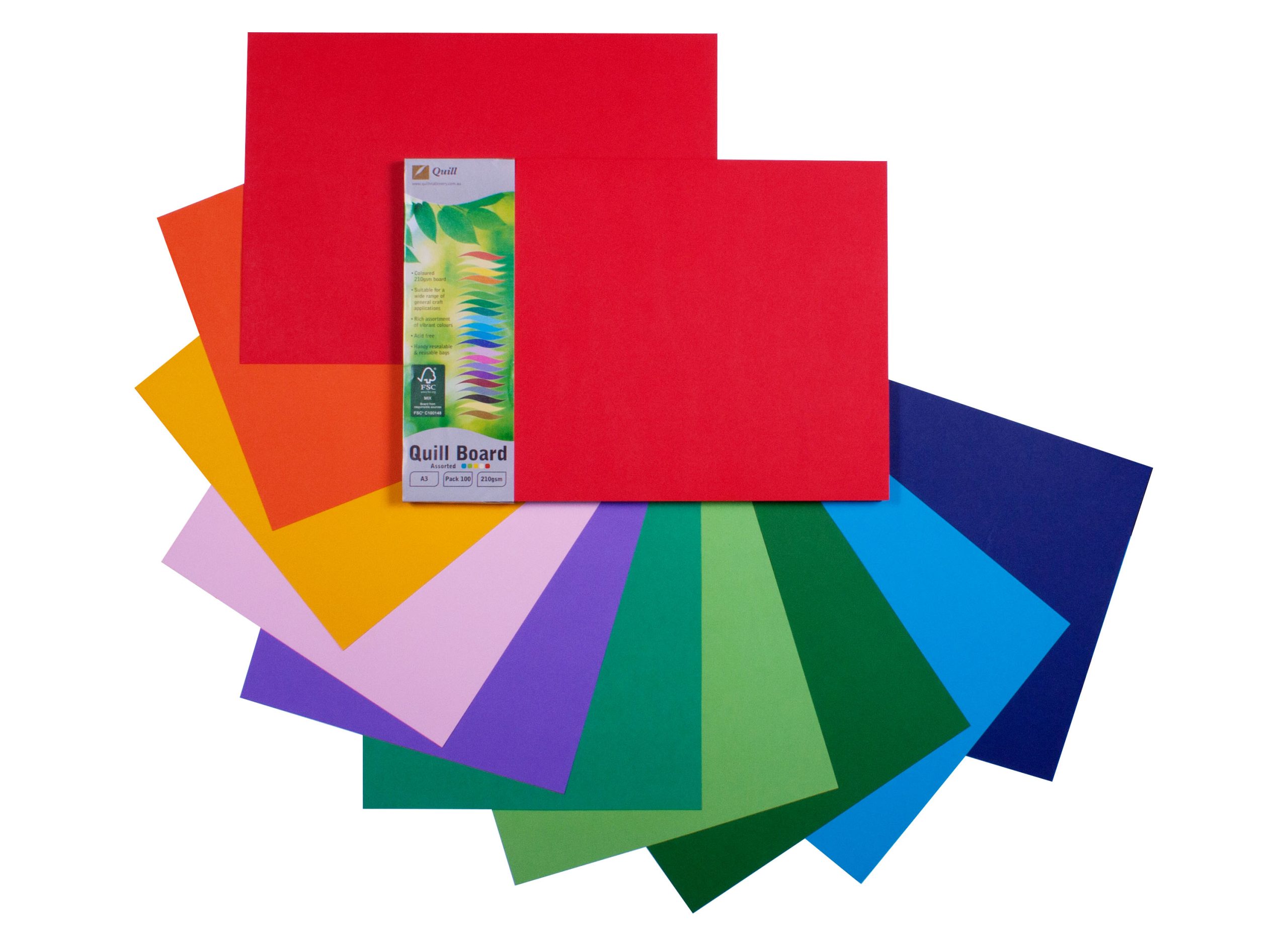 CardBoard 210gsm A3 Asst Colour Pk100